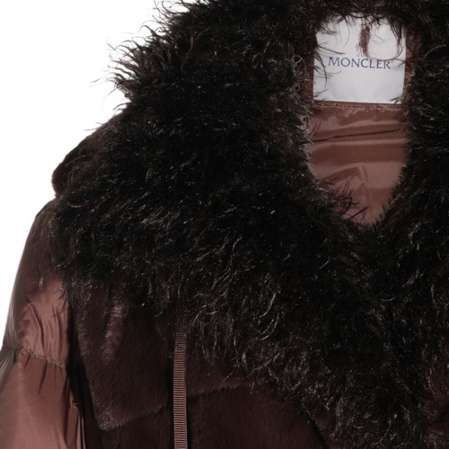BROWN IMMERSIF FAUX FUR SHORT DOWN JACKET