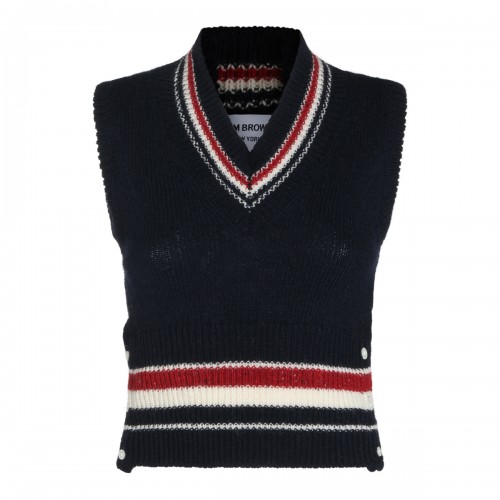 NAVY WOOL AND MOHAIR VEST...