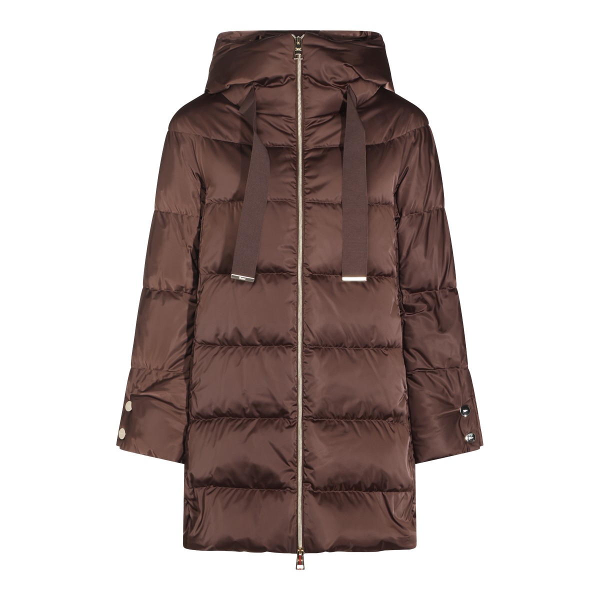 GREY POLYESTER HOODED PADDED COAT