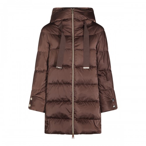 GREY POLYESTER HOODED PADDED COAT
