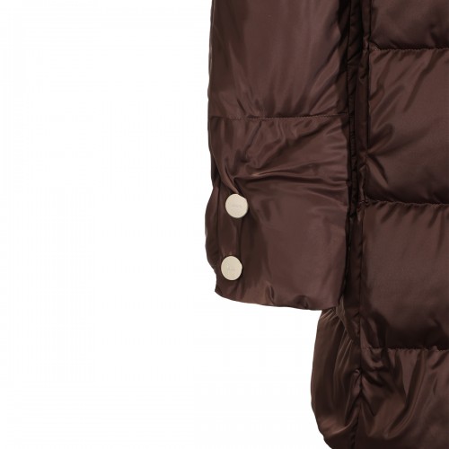GREY POLYESTER HOODED PADDED COAT
