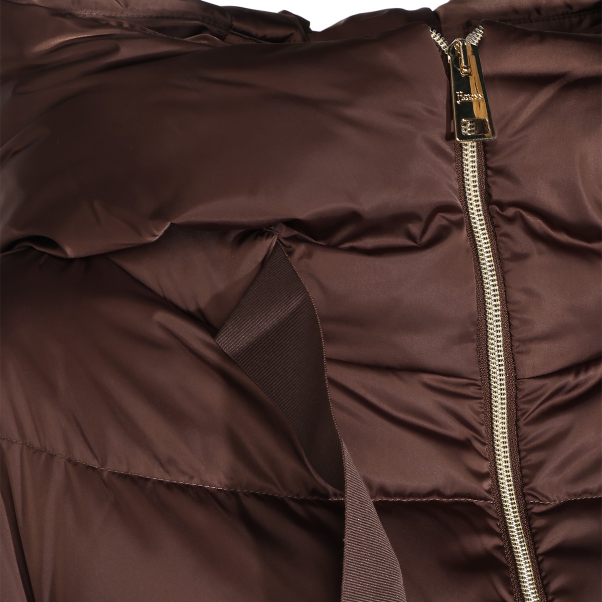 GREY POLYESTER HOODED PADDED COAT