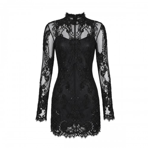 BLACK LACE MINI DRESS