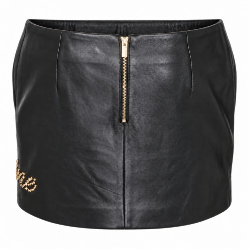 BLACK LEATHER MINI SKIRT