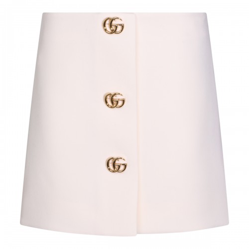 WHITE WOOL CREPE MINI SKIRT