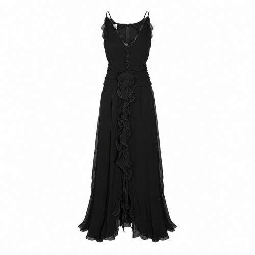 BLACK VISCOSE GEORGETTE...