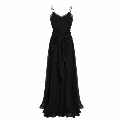 BLACK VISCOSE GEORGETTE MAXI DRESS