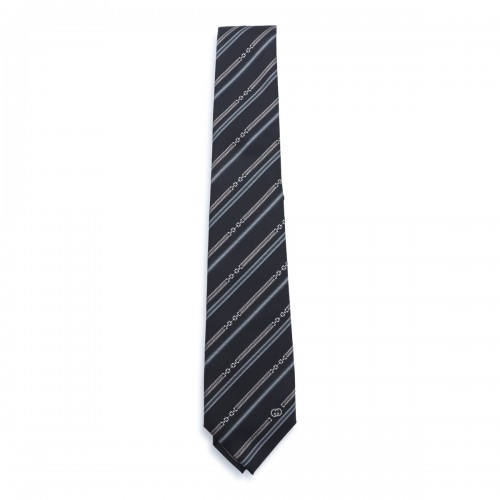 BLACK AND LIGHT GREY SILK JACQUARD TIE