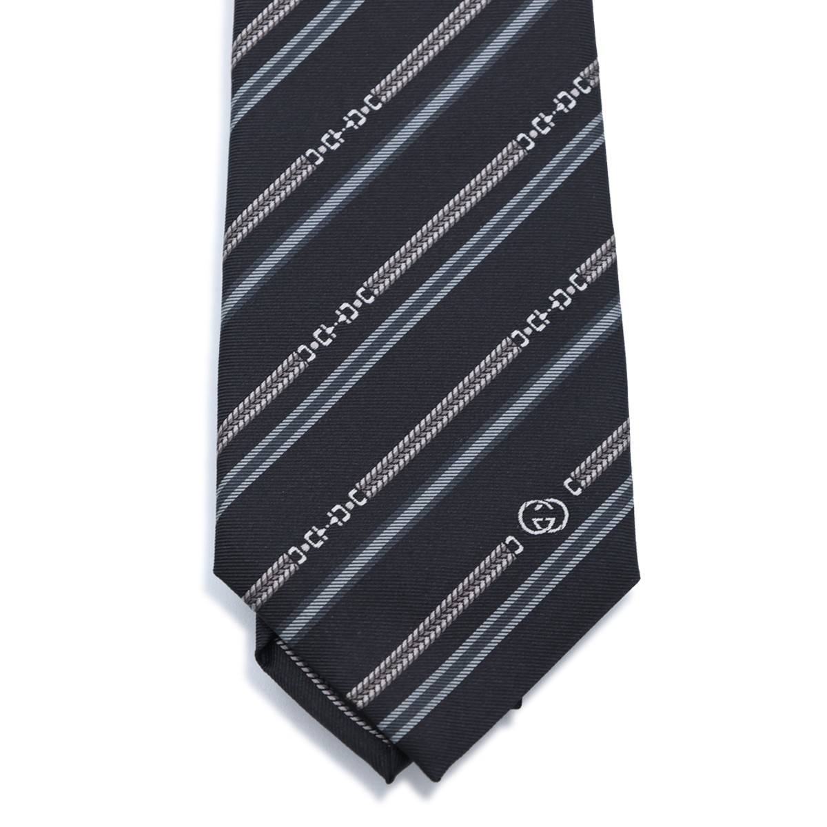 BLACK AND LIGHT GREY SILK JACQUARD TIE