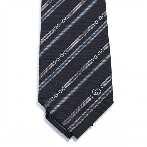 BLACK AND LIGHT GREY SILK JACQUARD TIE