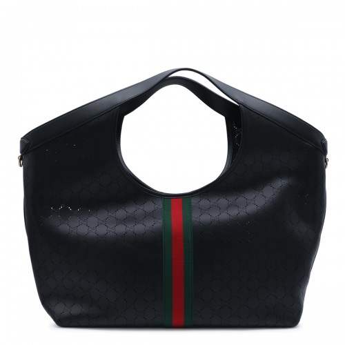 BLACK GIGLIO LEATHER LARGE TOTE BAG