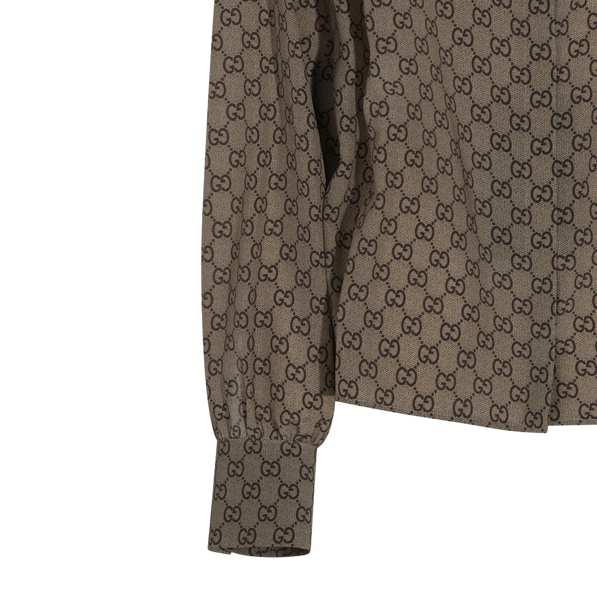 BEIGE AND DARK BROWN SILK CREPE DE...