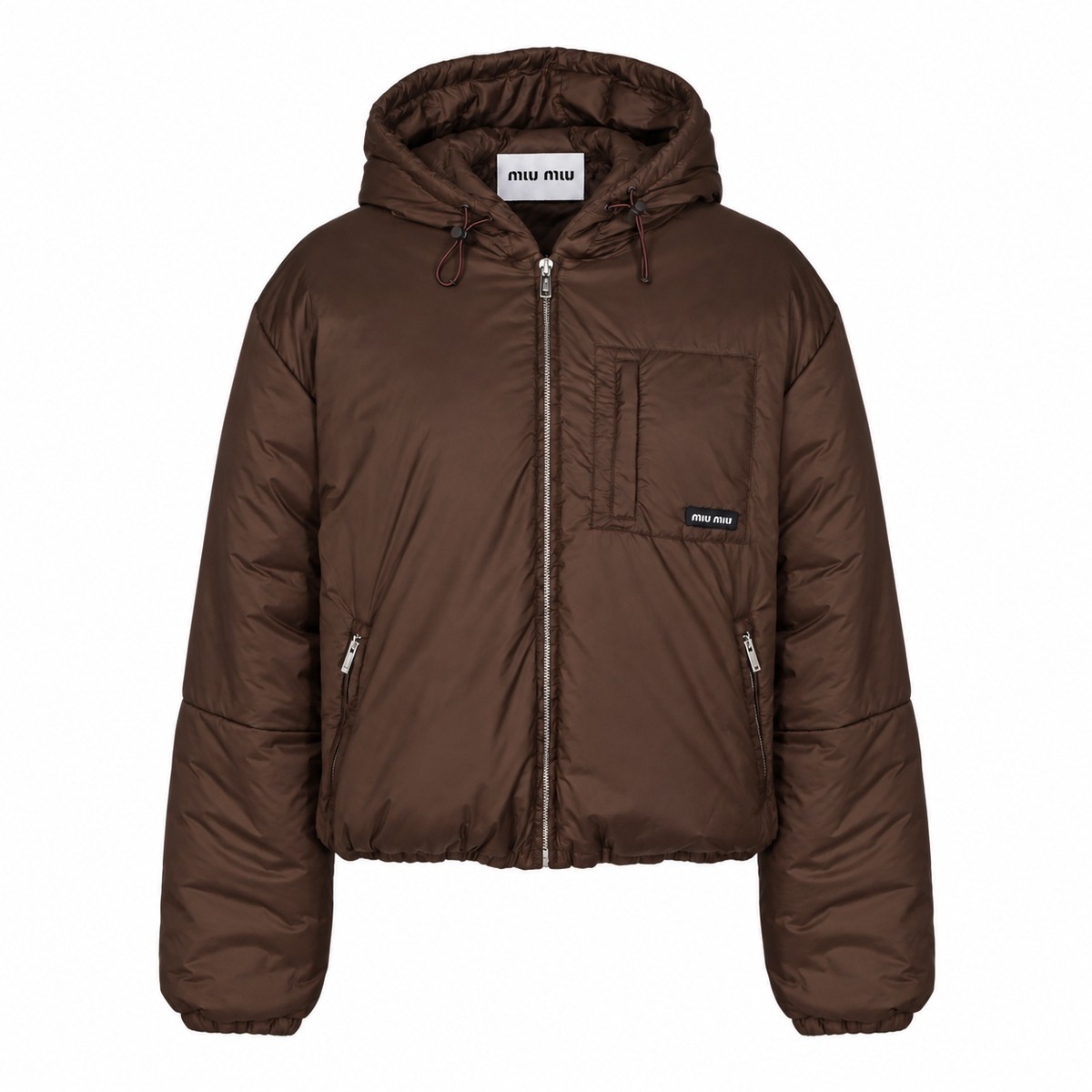 BROWN RIPSTOP CROPPED DOWN JACKET