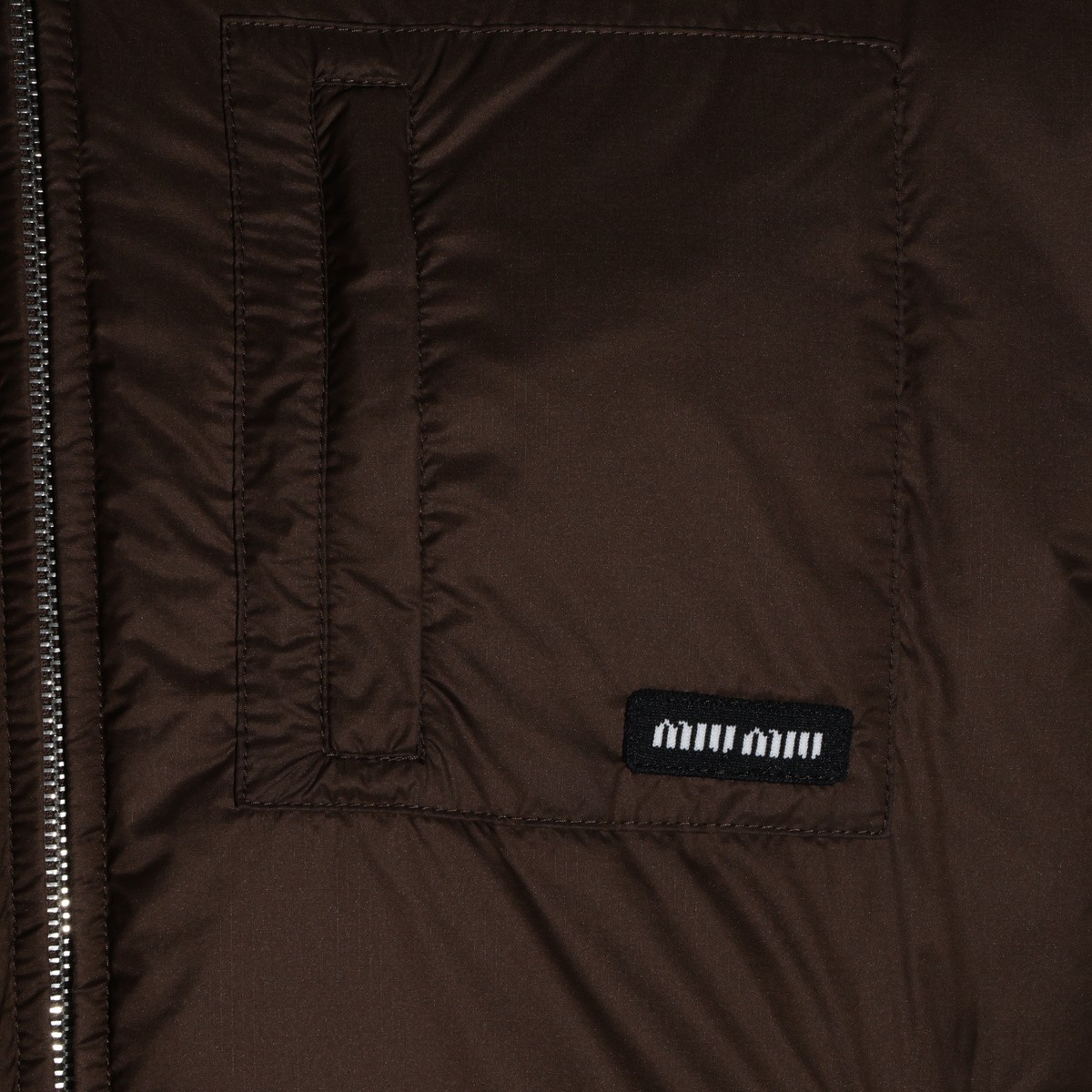 BROWN RIPSTOP CROPPED DOWN JACKET