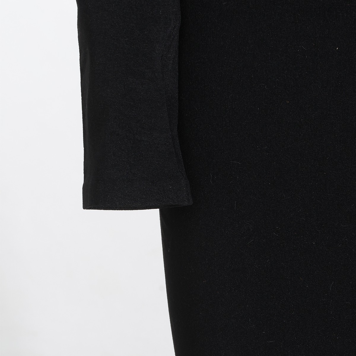 BLACK STRETCH NYLON MIDI DRESS