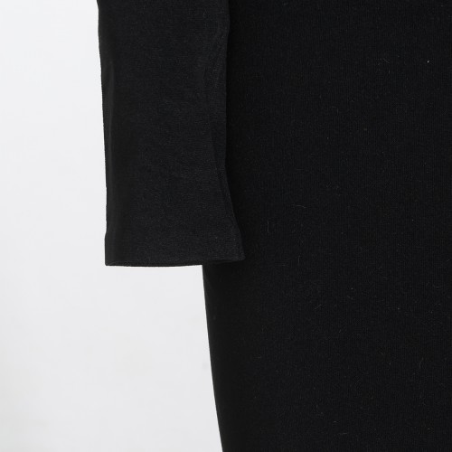 BLACK STRETCH NYLON MIDI DRESS