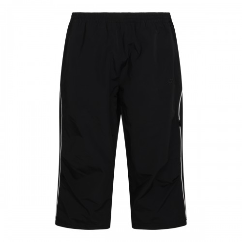 BLACK COTTON AND NYLON BERMUDA SHORTS