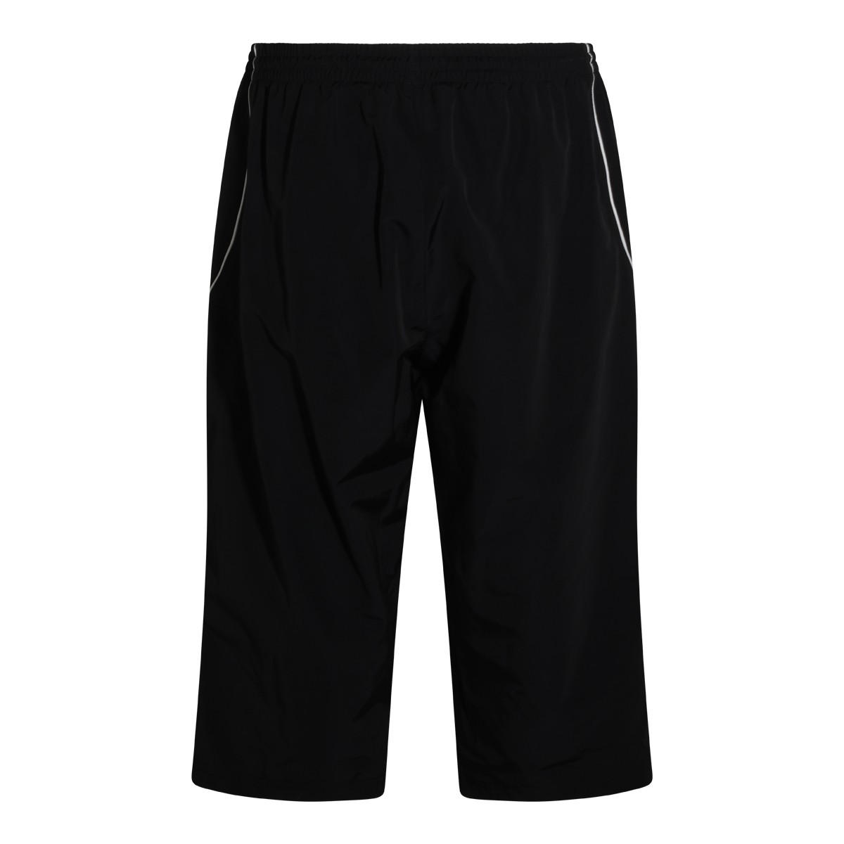 BLACK COTTON AND NYLON BERMUDA SHORTS