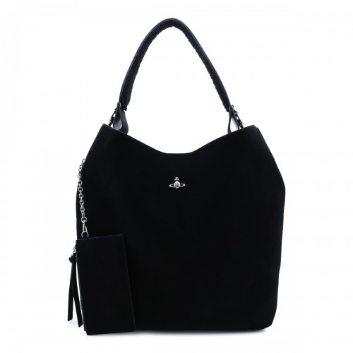 BLACK LOTTIE SUEDE SHOULDER BAG
