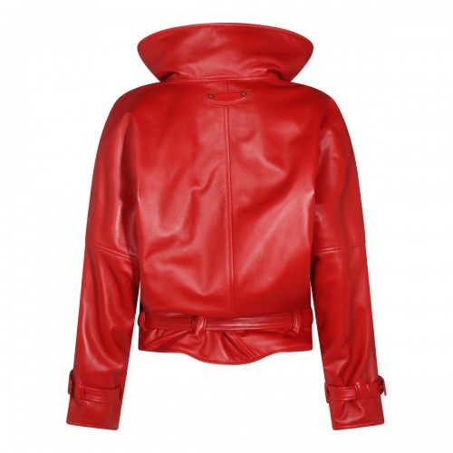 RED LEATHER ROUND BOMBER... 2