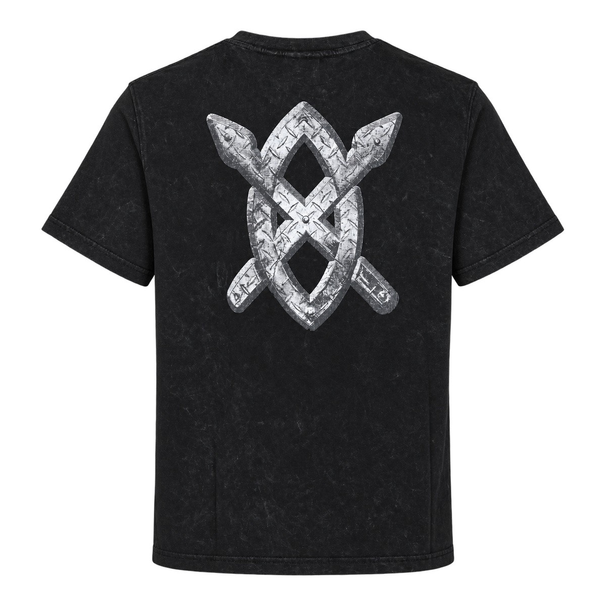 WASHED BLACK TEXTURED METALLIC SHIELD...