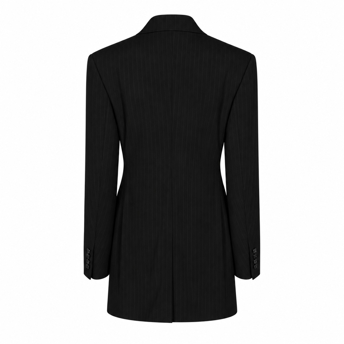 BLACK GREY PINSTRIPE WOOL BLAZER