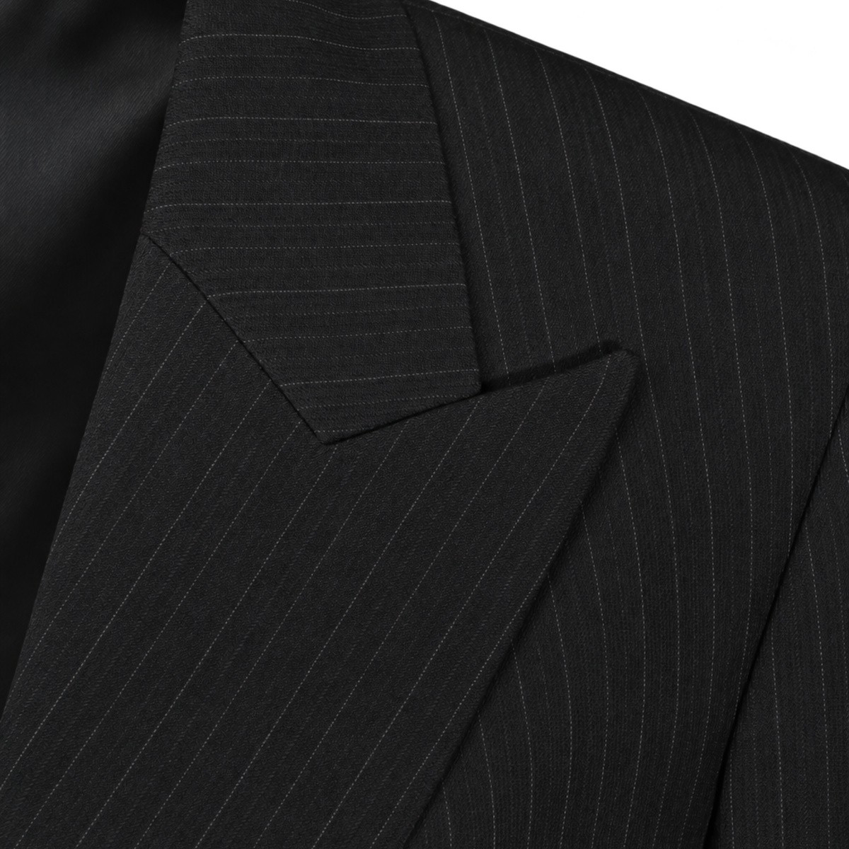 BLACK GREY PINSTRIPE WOOL BLAZER