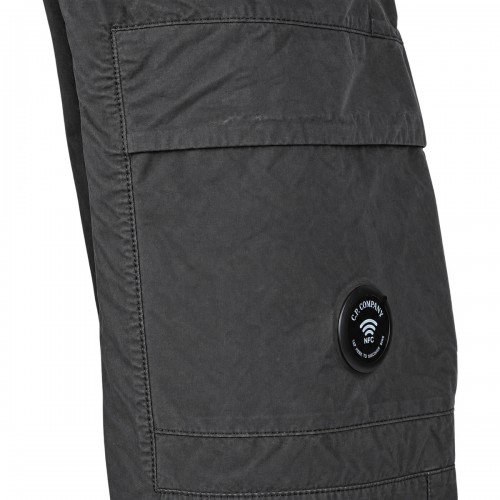 GREY MICRO-REPS COTTON BOXY PLEATS CARGO PANTS