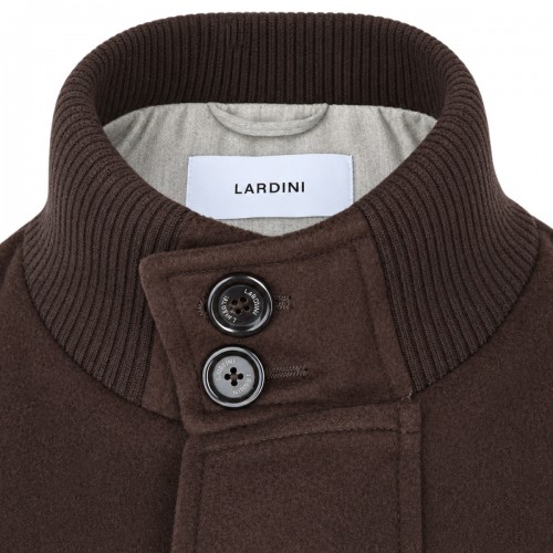 BROWN SPONGE WOOL AND CASHMERE BLEND JACKET