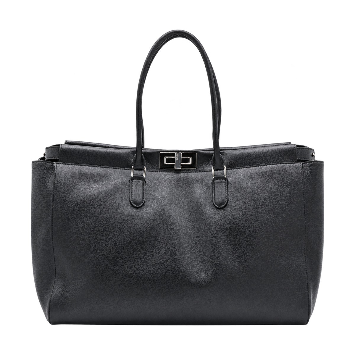 BLACK LEATHER PEEKABOO TOTE LARGE BAG