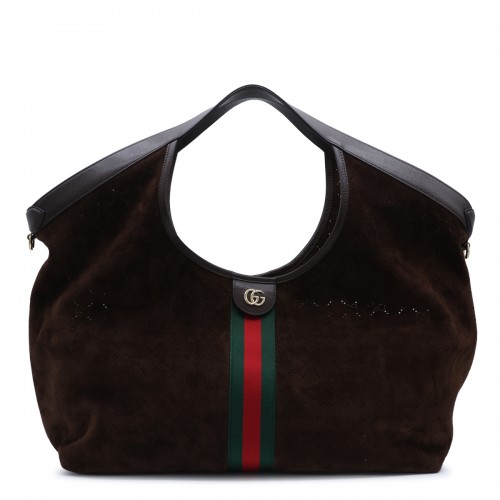 DARK BROWN GIGLIO SUEDE LARGE TOTE BAG