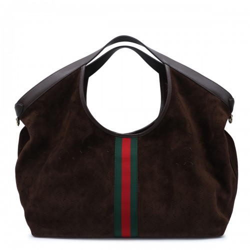 DARK BROWN GIGLIO SUEDE LARGE TOTE BAG